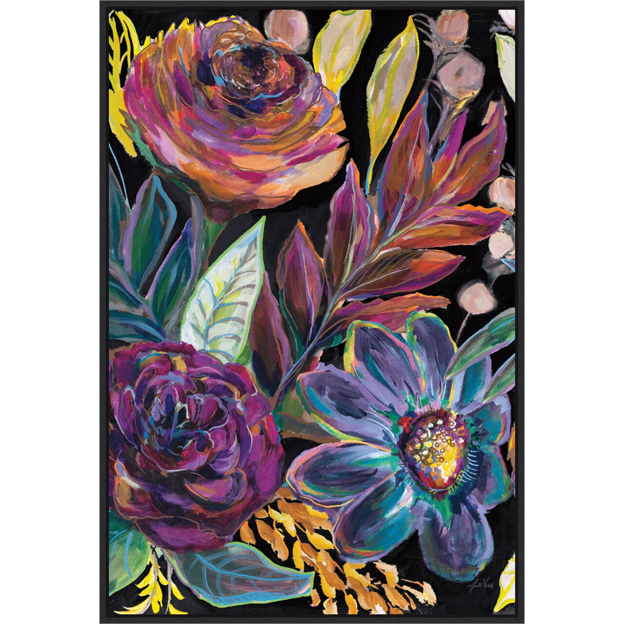 Festive Season I by Jeanette Vertentes 23-in. W x 33-in. H. Canvas Wall Art Print Framed in Black